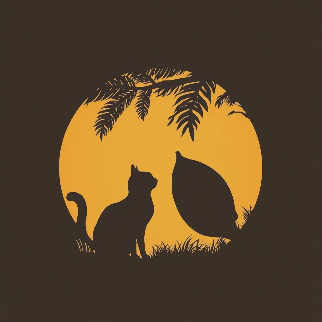 Ilustración artesanal Sakao Chocolatería — gato, luna y naturaleza colombiana